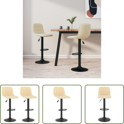 Barstuhl -  Barhocker 2 Stk. Creme Samt (1/5)