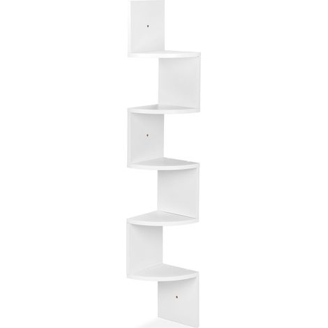 Estantería esquinera práctica de 5 baldas para almacenamiento decorativo salón cocina 70 x 30 x 30 cm de MDF blanco 130012793 (1/4)