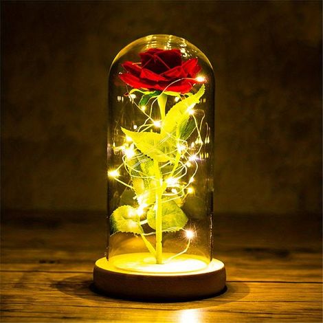 Lampe LED Rose Éternelle en aluminium - Décoration romantique pour chambre et cadeaux (1/5)