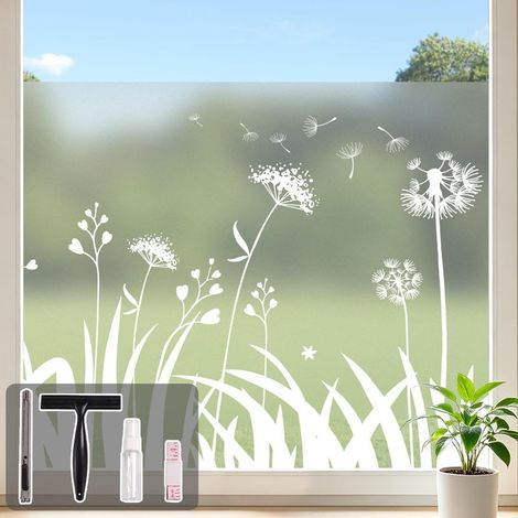 Sichtschutzfolie mit Milchglaseffekt, Löwenzahnmuster, 44,5 x 200 cm (1/4)