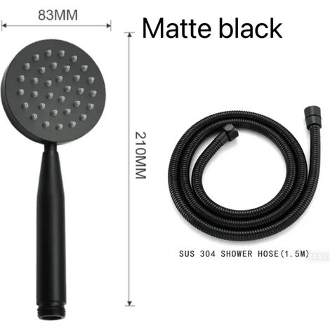 (Lot de 2 noirs) Tête en nickel brossé, flexible de douche de 150 cm en acier inoxydable, pommeau de douche, accessoires pour robinetterie murale (1/5)