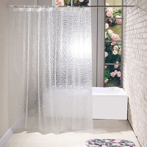 Rideau de douche 3D imperméable avec 12 crochets de bain transparent pour la décoration de la maison accessoires de salle de bain 180X180cm (1/5)