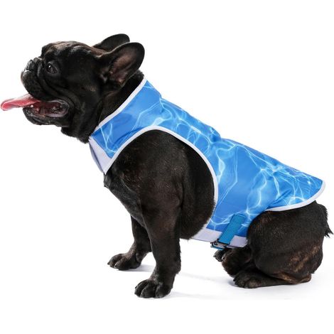 Gilet rafraîchissant été pour chien Taille S M L avec harnais trou bande réfléchissante sécurité veste en mesh jaune imperméable (1/5)