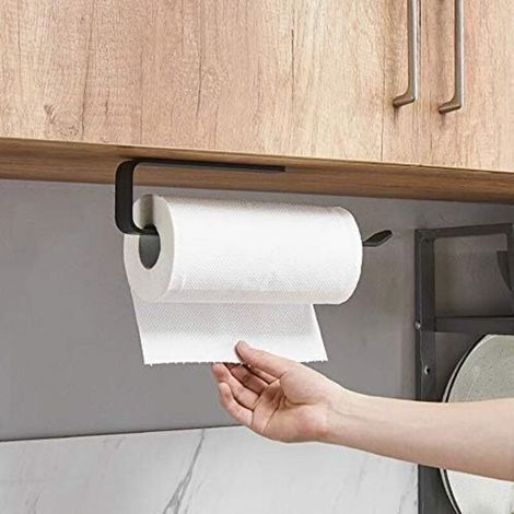 1 Support rouleau papier absorbant, Installation sans perçage, Alliage d'aluminium, 29,5 cm, Cuisine Salle de bain (1/2)