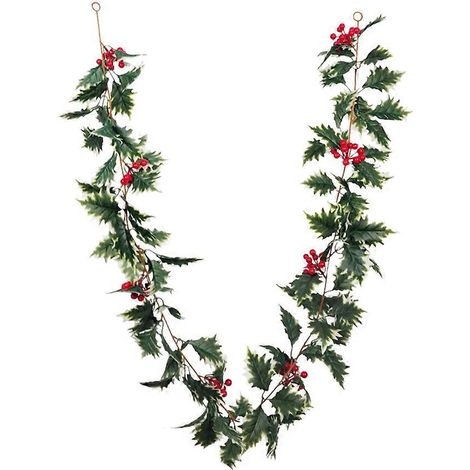 Décoration hivernale : Canne artificielle verte avec baies rouges de Noël à suspendre (1 pièce) (1/5)