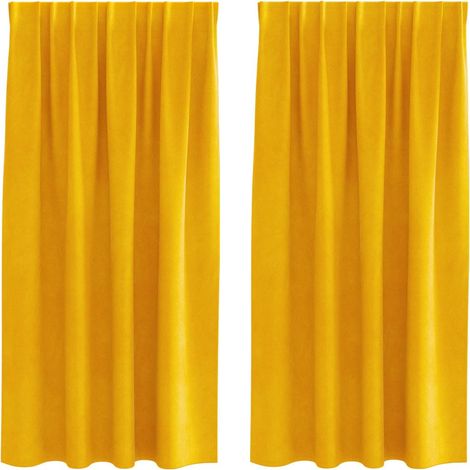 Rideaux occultants 2 pcs Jaune moutarde 140 x 175 cm Velours