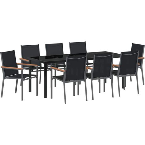 Maison Exclusive - Set da Pranzo per Giardino 9 pcs Nero