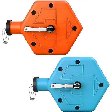 Ensemble de 2 outils pour traceur à craie, bobine de marquage portable de 30 mètres, compatible avec la construction, la menuiserie, la maçonnerie et le traçage de lignes droites. (1/5)