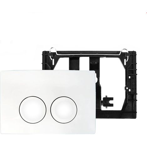 Aiperq – Plaque de commande WC Geberit Delta 21 – Montage facile sur réservoir encastré – 2 boutons – Résistante aux rayures et intempéries – Blanc (1/4)