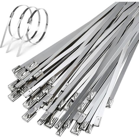 50 pezzi di fascette per cavi resistenti 500×4,6 mm Fascette per cavi in acciaio inossidabile Fascette per cavi autobloccanti per avvolgimenti di scarico Cavi in fascio Manutenzione di tende da sole e (1/5)