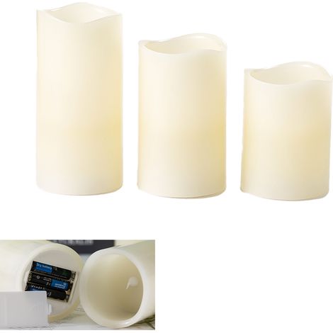 Lot de 3 bougies pour la décoration intérieure, anniversaire/fête/jardin/décoration de Noël (fonctionne avec des piles, sans télécommande) (1/5)