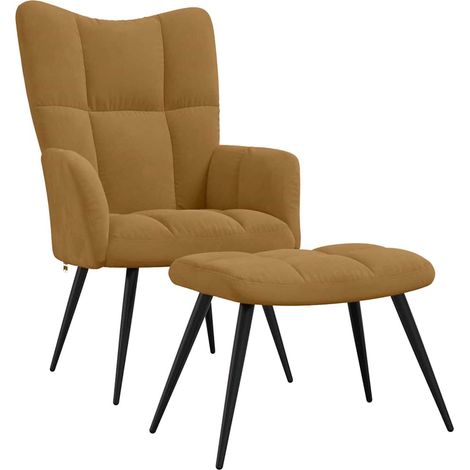 Sillón de relax con taburete terciopelo marrón vidaXL