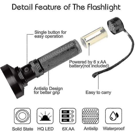 Lampe UV ultraviolette, version améliorée, lampe torche à 100 LED, lampe UV à lumière noire (1/3)