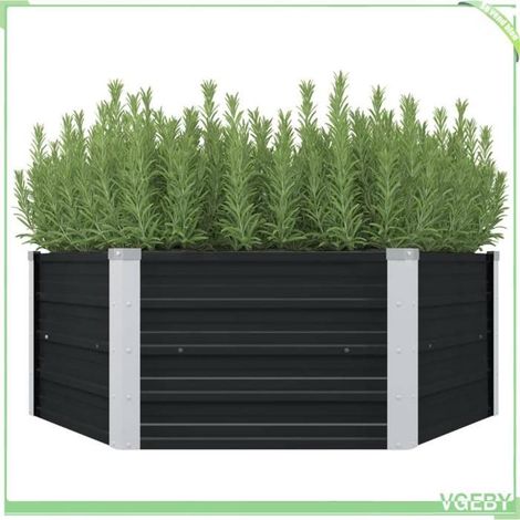 Jardinière surélevée - FAFEICY - 45723 - Acier galvanisé - 129x129x45 cm - Anthracite (1/5)