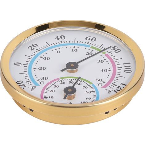 Mini thermomètre-hygromètre à aiguille TH103C, cadran doré (1/5)