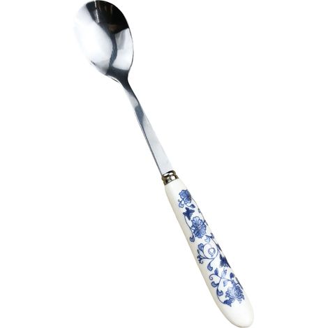 Couverts En Acier Inoxydable - Manche En Céramique Avec Motif Floral - Service De Table Pour Café Dessert Glace Salade - Lot De 6 Pièces - 15,5 Cm (1/5)