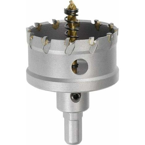 Fraise-trépan en carbure de 60 mm, scies cloches pour tôle en acier inoxydable, pas de limite de tige triangulaire antidérapante, avec foret central revêtu de titane (1/3)