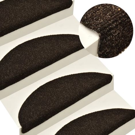 Stufenmatten Selbstklebend 10 Stk. 65x21x4 cm Dunkelbraun Halbrund Groß vidaXL