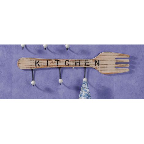 Appendiabiti da parete in legno kitchen 3 ganci 56 x 6.5 x 16 cm