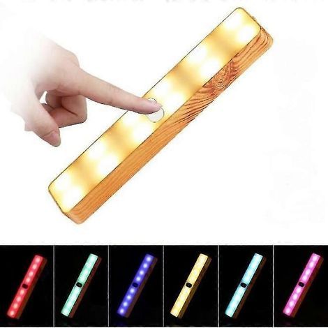 Éclairage LED pour placard avec détecteur de mouvement, 12 LED, rechargeable par USB, blanc chaud, idéal pour la cuisine, les escaliers et les chambres d'enfants. (1/4)