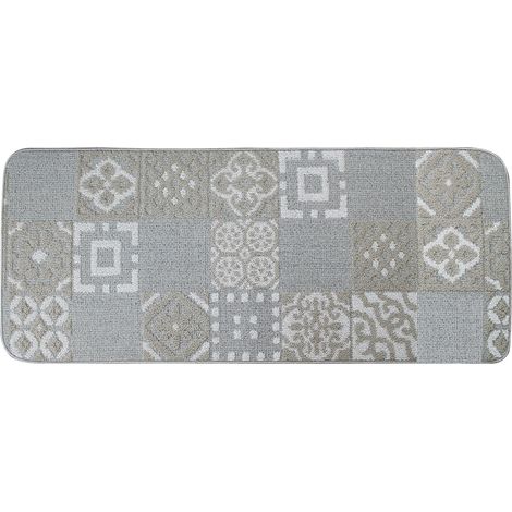 Tappeto da cucina antiscivolo, passatoia multiuso disegno Maiolica lavabile in lavatrice Bordata Beige - 57x350 cm