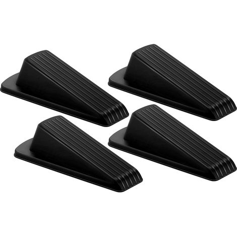 BEBUSINGOTO Lot de 4 cales de porte en caoutchouc robustes pour plusieurs sols Idéal pour les maisons, les bureaux, les ateliers (noir, lot de 4) (1/5)