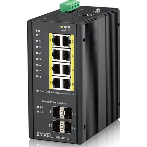 Zyxel RGS200-12P Managed L2 Gigabit Ethernet (10/100/1000) Power over Ethernet (PoE) Schwarz