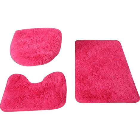 Ensemble de 3 tapis de bain ultra doux et antidérapants, tapis de bain absorbant en peluche, tapis en forme de U et couvre-abattant (1/5)