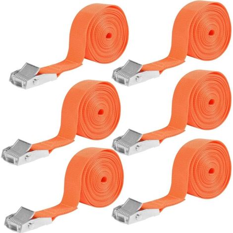 6 Pièces Sangles d'Arrimage, 25mm x 4m Sangle a Cliquet, Capacité de Charge 250kg Sangles Bagages, Sangle Coffre de Toit, Sangle de Serrage, Sangle de Fixation pour Galerie de Toit, (1/4)