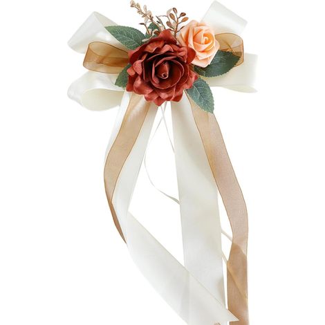 Nœuds de poignée de porte pour décoration de voiture de mariage - Élégante poignée de porte en forme de fleur - Pour décoration de voiture de mariage et de lieux - Rubans de célébration (1/5)