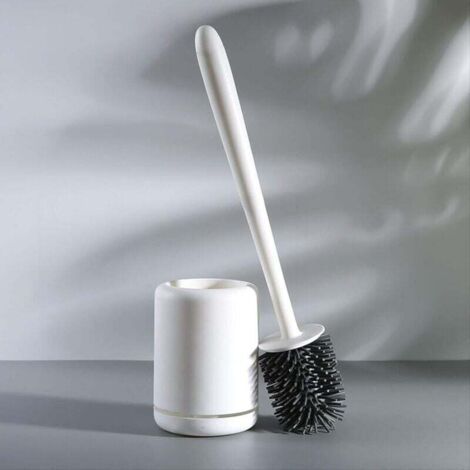 Brosse de toilette en silicone pour nettoyage en profondeur, manche long antidérapant et poils flexibles, brosse de nettoyage pour toilettes à séchage rapide (1/3)
