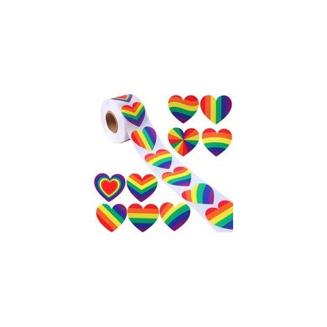 Lot de 500 autocollants en forme de cœur arc-en-ciel pour emballage de Saint-Valentin (1/4)