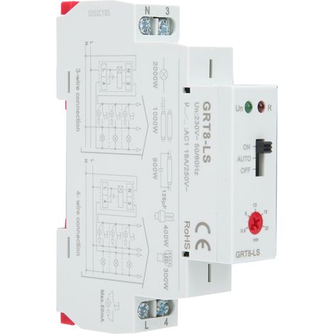 Interrupteur à Minuterie pour Escalier, Relais Temporisé GRT8‑LS 230V AC (1/5)