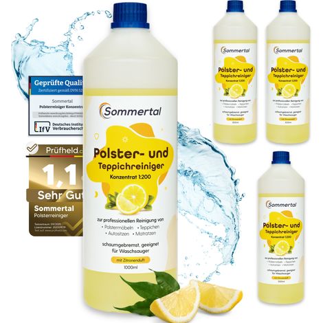 Sommertal Polster- und Teppichreiniger, 4L Profi Konzentrat, für über 160 Waschvorgänge, geeignet für Sofa, Polster, Auto Sitze, Teppich (1/5)