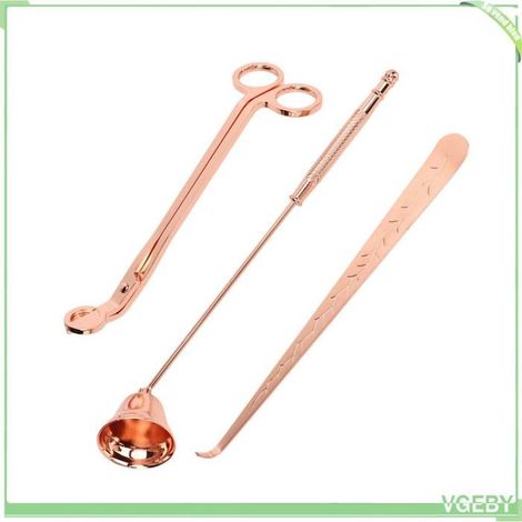 Accessoires pour bougie - FAFEICY - 3 en 1 - Acier inoxydable - Or rose - Coupe-bordures (1/4)