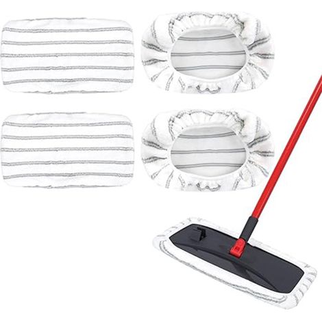 Compatibile con gli accessori per la testa del mocio O-Cedar - Panni di ricambio in microfibra riutilizzabili per mocio piatto da 15 x 8 pollici - Bianco sporco - Confezione da 4