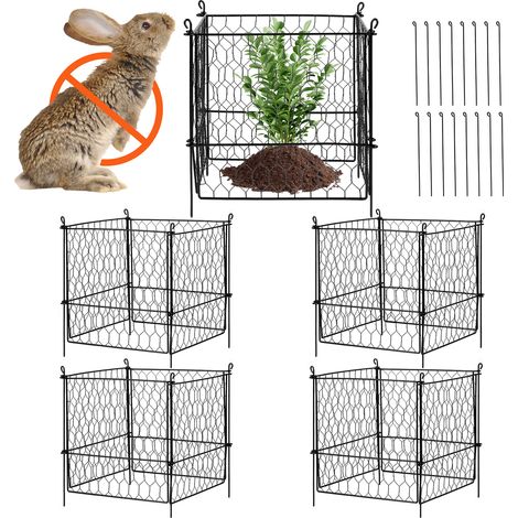 Mophorn 4er-Pack Pflanzenschutz, 13,4"x13,4" Hühnerdrahtkäfige, Pflanzenzäune für den Außenbereich für Blumen, Gemüse, hält Tiere fern, Metallgeflecht
