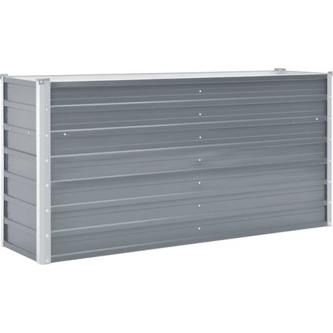 Fioriera rialzata per piante e fiori giardino acciaio zincato 160 x 40 x 77 cm grigio 020001093