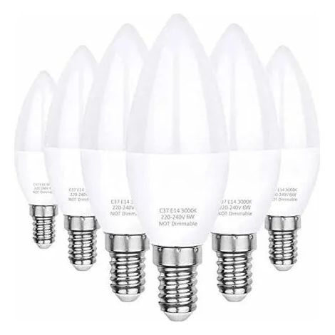 Ampoule Led E14 Lampe Blanc Chaud 3000KC37 LED 6W 60W Ampoules Halogne quivalent Angle du faisceau 360 Pack de 6 Odipie (1/4)