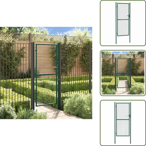 Portail de clôture acier 100x200 cm vert - Portail De Cloture - Portail Jardin - Portail Acier - Portail Vert - Porte De Jardin