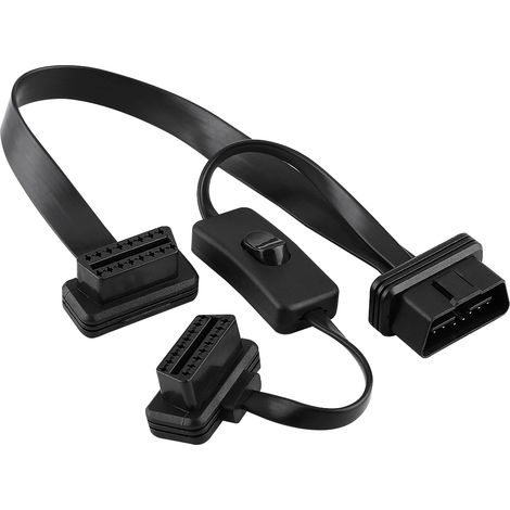Connecteur OBD2 16 broches mâle vers 2 femelles, séparateur plat avec interrupteur, rallonge adaptateur (1/5)