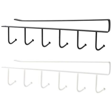 QORVA-Lot de 2 Tasse Rangement Crochets, Armoir, Ustensiles de Cuisine Cravates Ceintures et écharpe Accrocher Porte-Rack Crochet sous Placard Cabinet