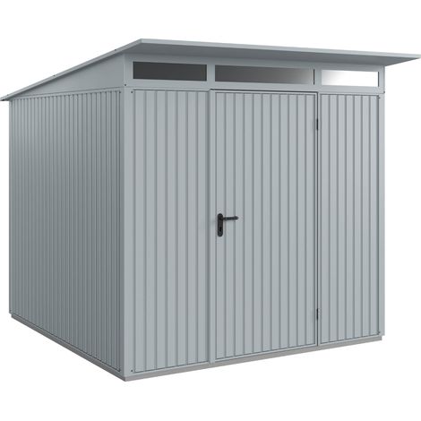 Hörmann Metall-Gerätehaus Berry Classic mit Pultdach Typ 2, 248 x 283 cm, fenstergrau, 7 m², 1-flüglige Tür (1/5)