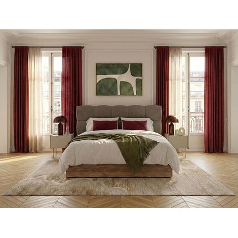 BOBOCHIC - Lit coffre KUMO tissu texturé  160x200 Taupe