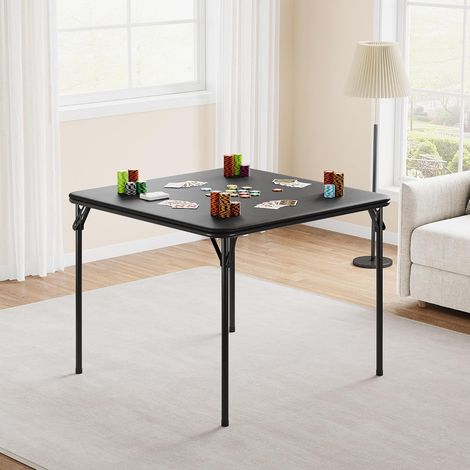 Table carrée pliable 85 cm noire à coussin PU pour salon, bureau et camping (1/5)