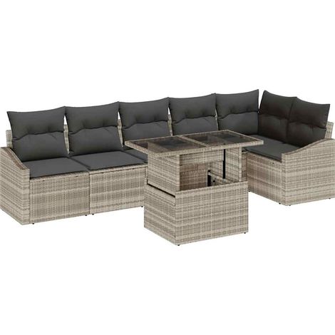 Maison Exclusive - Set Divano da Giardino 7 pz Grigio chiaro e grigio scuro (1/5)
