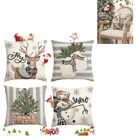 HOUSSE DE COUSSIN Noël 45x45 Taie oreiller pour coussin noel, Interieur Christmas Décoration, protege oreiller, coussin canape (1/5)