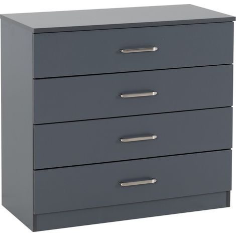 Dakota 4 Drawer Chest - L36 x W75 x H71 cm - Dark Grey