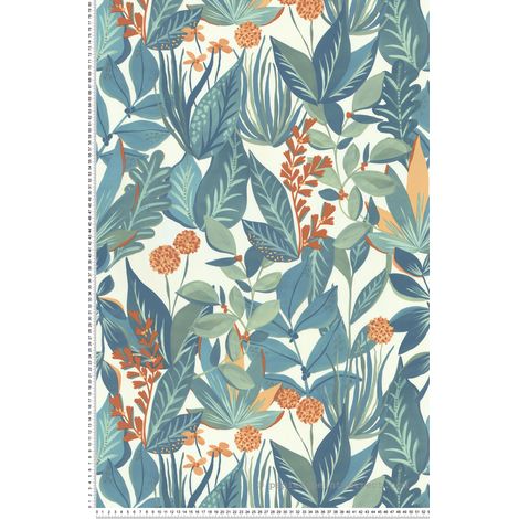 Papier peint Jungle Bleu canard Les Essentiels Lutèce