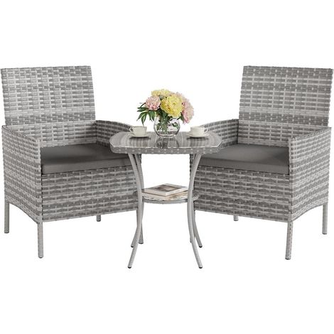 UDPATIO Gartenmöbel Set 3tlg. Lounge Balkonmöbel Polyrattan Terrassenmöbel (1/5)